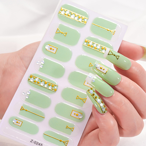 16tips/Sheet Full Cover Summergel Nail Wraps Sticker Stickers 3D Self-Adhesive Bronzing Gold Line French Nail <strong>Strips</strong> Baking Free - Product Image 6