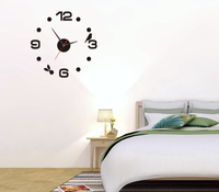 Jam Dinding 3D Bercahaya Tanpa Bingkai Akrilik DIY Stiker Dinding Jam Digital Jam Tanpa Suara untuk Dekorasi Dinding Ruang Tamu Kamar Tidur Kantor