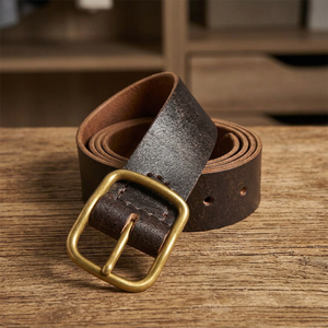 Cinturón B.S INTERNATIONAL con Hebilla de Acero, 100% Cuero Vacuno, Cuadrado, Vintage, Ecológico, Ligero, Impermeable, Resistente, Diseño 3D - Product Image 1