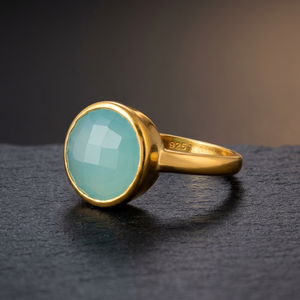 Bague en calcédoine Aqua pour femmes, bracelet fait à la main, Vintage, magnifique cadeau de mariage - Product Image 4