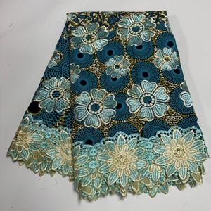 Tissu Authentique <span class=keywords><strong>Africain</strong></span> Imprimé Wax – Coton Teint à la Main avec Incrustations de Dentelle et Broderies pour Dashikis et Vêtements Culturels - Product Image 5