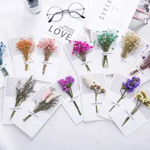 Gift Card Trouwkaarten Wenskaarten Gypsophila Gedroogde Bloemen Handgeschreven Zegen Verjaardag Dank U Envelop