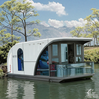 Maison flottante de luxe, hôtel préfabriqué en conteneur facile à assembler sur l'eau pour bureau, gymnase, entrepôt, école, villa