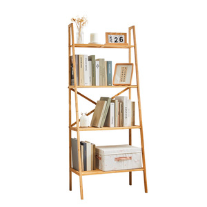Étagère à 4 niveaux Zhui Zhu, couleur originale, trapézoïdale, sur pied, gain de place, pour chambre, salon, bureau - Product Image 5