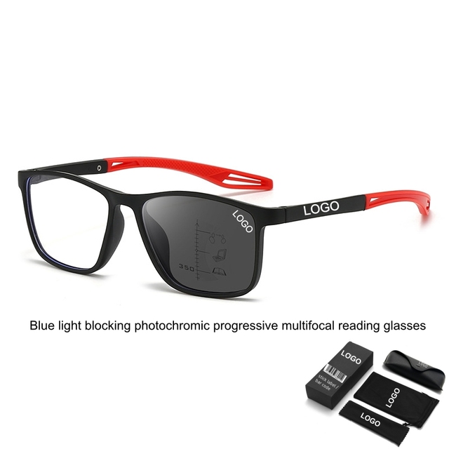Photochromic Slim Sunglasses Custom Logo Multifocal Anti Blue Light Automatic Adjust Far Dual-use Reading Glasses Transparent