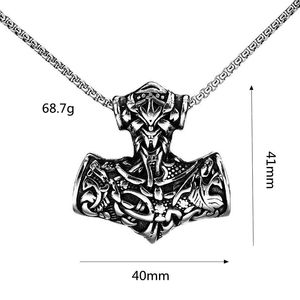 Collier pendentif marteau de Thor en acier inoxydable pour homme, style hip-hop, design géométrique, bijou cadeau - Product Image 5