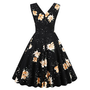 Robe vintage pour femmes des années 1950 et 1960, robe d'été florale <span class=keywords><strong>rockabilly</strong></span> rétro, robe swing <span class=keywords><strong>rockabilly</strong></span>, robe de <span class=keywords><strong>danse</strong></span> pin-up en coton, robe circulaire - Product Image 3