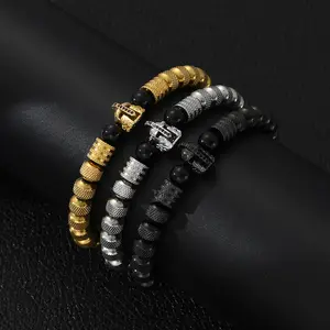 2024 Modeschmuck Luxus-Handschmuck Vintage Ritterhelm Edelstahl-Gittergewebe-Herrenarmband Geschenk