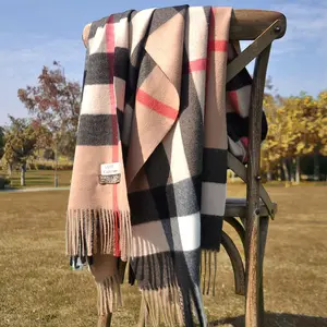 190 * 70厘米女式格子围巾英国经典秋冬保暖围巾