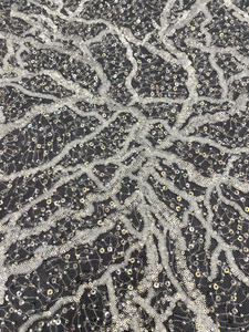 Hạt lưới ngẫu nhiên + thêu sequin cao cấp tùy chỉnh váy cưới hạt thêu vải ren - Product Image 4