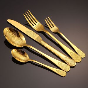 Jiasida Double-Ended Patterned Cutlery Set Stainless Steel <b>Mirror</b> Polished <b>Flowers</b> Design For Hotels Steak Dessert - Product Image 1