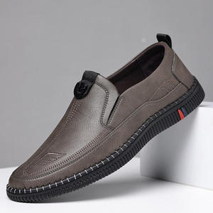 Leather Upper Men's Business Casual Waterproof Anti-Slip Breathable Platform <b>Soft</b>-<b>Soled</b> Slip-On <b>Shoes</b> for Spring/Autumn - Product Image 3