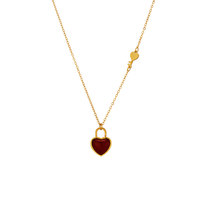 Collier Pendentif Cœur en Agate Plaqué Or 14k 18k en Acier Inoxydable 316L, Étanche et Inaltérable, Bijou Tendance pour Femme