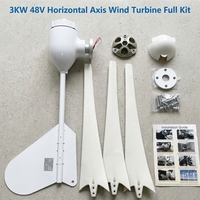 Éolienne à axe horizontal à 3 pales 3KW 48V avec contrôleur pour système hors réseau domestique
