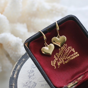 Cute Minimalist Japanese Solid Heart Smooth 18K Gold Plated Stainless Steel <b>Hook</b> <b>Earrings</b> - Product Image 4