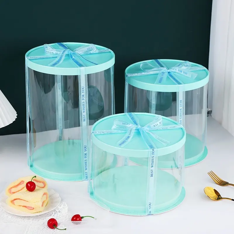 使い捨てラウンドケーキボックスラウンドバルク卸売リサイクル可能なプラスチック透明食品包装