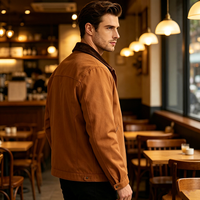 Blouson Bomber Homme en Toile de Coton Robuste Style Vintage avec Logo Personnalisé – Vente en Gros Usine, Coupe Décontractée, Vêtement d'Extérieur Industriel Coupe-Vent