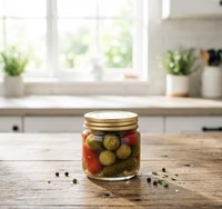 Stoples Kaca Bulat Berkualitas Tinggi 100ml dengan Tutup Aluminium untuk Acar, Bumbu, Saus, Penyimpanan Makanan, Wadah Dapur
