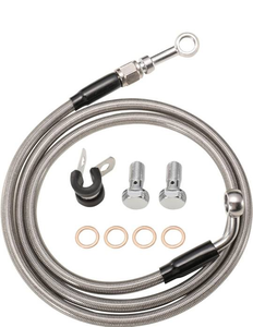 Longueur personnalisée 44.5 46.5 48.5 50.5 52.5 pouces en acier inoxydable tressé avant PTFE an3 tuyaux de <span class=keywords><strong>frein</strong></span> tuyau d'huile pour Harley Davidson - Product Image 1