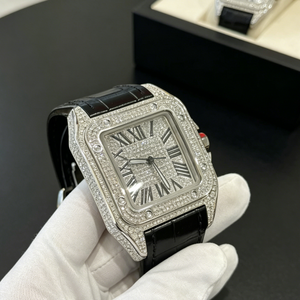 Montre de luxe en moissanite de qualité supérieure, cadran carré avec chiffres romains, montre mécanique étanche, montre tendance pour homme - Product Image 1