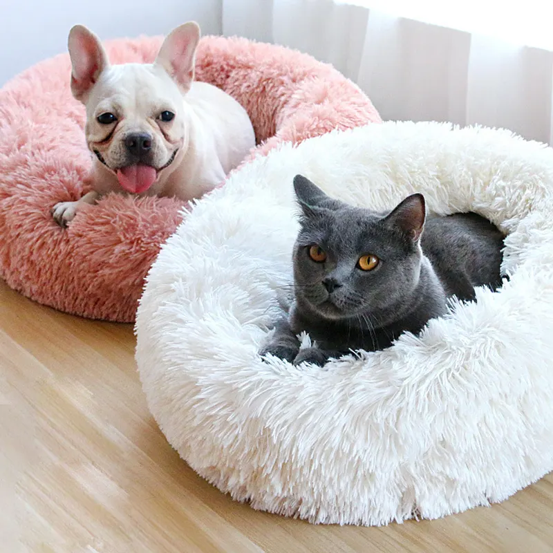 Оптовая продажа, роскошная теплая пушистая кровать для домашних животных, плюшевая подушка для собак