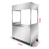 Camion de nourriture pliable électrique à quatre roues en acier inoxydable pour café, jus, hot-dogs - Chariot tricycle multifonction