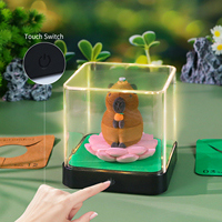 Bloc-notes panoramique Lotus Capybara 2027 avec figurine de capybara marron, notes en papier découpé, base noire lumineuse, pour notes quotidiennes