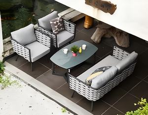 ชุดโซฟาหวายกลางแจ้งสไตล์รีสอร์ทสุดหรู ทนทานต่อสภาพอากาศ กันน้ำ เป็นมิตรกับสิ่งแวดล้อม สำหรับวิลล่าและโรงแรม - Product Image 4