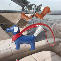 Porte-clés et breloque de sac en cuir véritable, fait main et cousu main, motif chiot léger, style coréen influenceur, personnalisé, dessin animé mignon