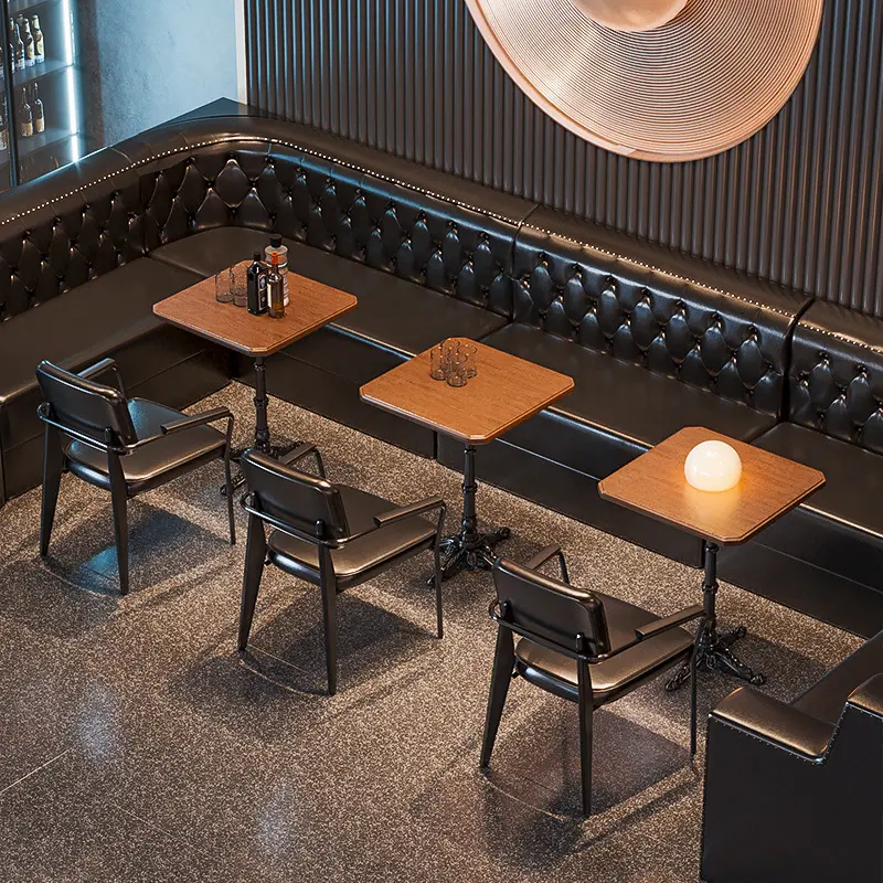 Desain baru kedai kopi furnitur bar grosir kafe Bistro Restoran kursi makan baja tahan lama kulit kursi makan