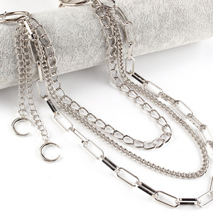 <b>Moon</b> <b>Ring</b> Multi Layer Pants Chain Zinc Alloy Waist Chain Nightclub Hip Hop Rock Style - Product Image 3