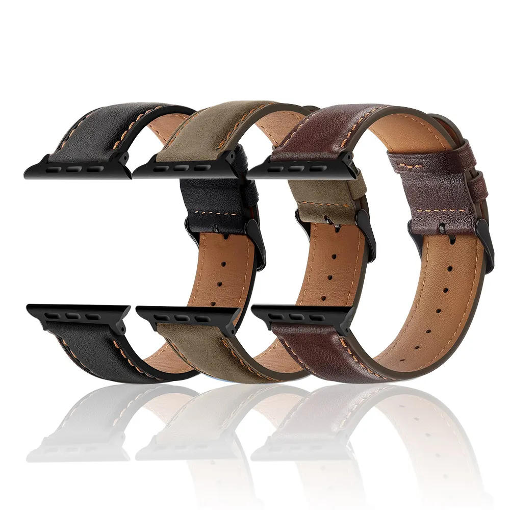 Bracelet en cuir Best-sellers bracelet de montre en cuir véritable bracelet en cuir pour Apple watch série 7 41 45mm