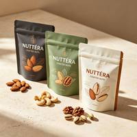 Sachets d'emballage mats refermables pour noix, avec fermeture éclair, qualité alimentaire, imprimés sur mesure, pour fruits secs et snacks