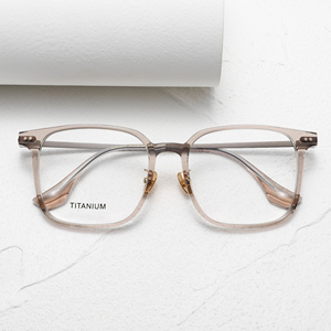 Titanium Square Full Rim <b>Eyeglasses</b> Solid Brown Anti-Uv Lightweight Unisex Adults Vision Correction <b>Frames</b> - Product Image 6