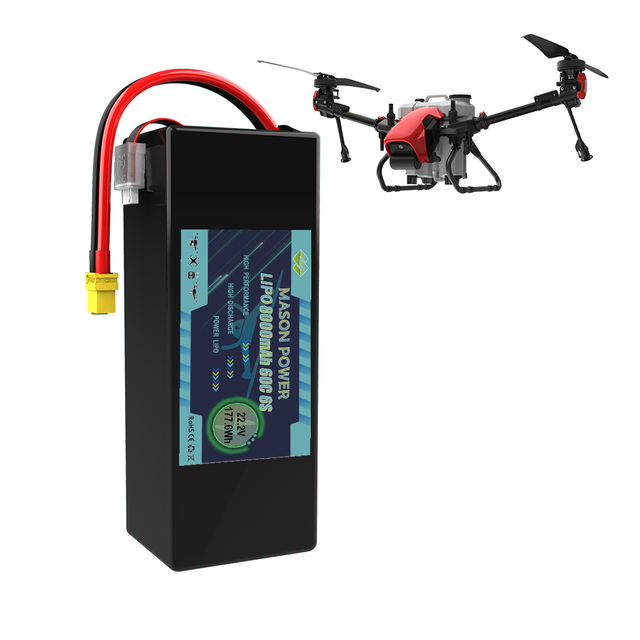 Professional 60C 6S 8Ah LiPo Battery 22.2V 8000mAh MASON MAS-Lipo6S8000MAh for Heavy Lift Drones Aerial Photography for CE TUV