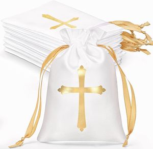 Pochette en satin sac fête faveur bonbons sacs or croix cadeau sac bijoux pochettes pour baptême première <span class=keywords><strong>Communion</strong></span> bébé douche faveur - Product Image 3