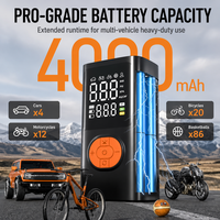 Compresseur d'air électrique portable sans fil 150 PSI, pompe à air rechargeable 4000 mAh avec batterie externe pour voiture, vélo, ballon