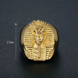 Anillo Hip Hop de Acero Inoxidable Chapado en Oro con Diseño de Faraón Egipcio, Joyería Masculina para Regalo - Product Image 4