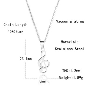 Kalung Liontin Baja Tahan Karat, Perhiasan Fesyen Kalung Liontin Musik Kupu-kupu Berongga Baja Tahan Karat - Product Image 2