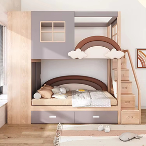 Meilleure vente de lits jumeaux superposés en bois bibliothèque design moderne meubles multifonctionnels pour enfants pour chambre à coucher à usage domestique - Product Image 1