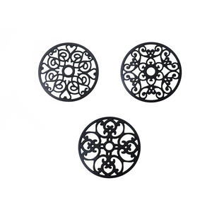 Juego de posavasos de silicona tradicional de 3 piezas de estilo americano europeo, almohadilla de maceta Jacquard para Amazon, soporte de placa europea, aislamiento <span class=keywords><strong>Lea</strong></span> - Product Image 5