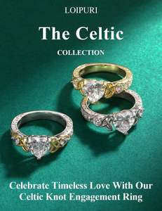 Anillo de compromiso de moissanita de color D para mujer, Plata de Ley 925 celta a la moda, VVS1, promesa de aniversario de boda en forma de corazón - Product Image 5