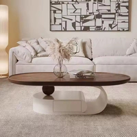 Table basse de luxe populaire de designer, forme ellipse, avec tiroirs, mobilier de salon moderne, table centrale pour la maison, table à thé