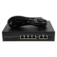 Switch PoE Gigabit avec emplacement SFP fibre optique 1000M, 4 ports PoE GE + 2 ports Uplink GE, AI PoE Af pour liaison fibre optique longue distance CCTV