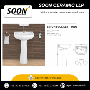 Fourniture directe d'usine Lavage à la main sur pied Lavabo en céramique sur pied Lavabo sur pied Vêtements sanitaires pour la vente à l'exportation - Product Image 4