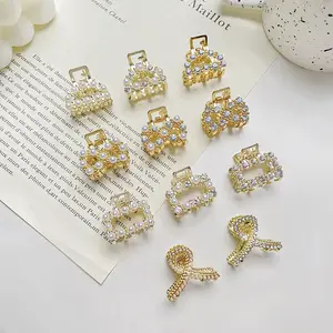 Sf Mới Đến Nhỏ Ngọc Trai Rhinestone Tóc Clip Cho Cô Gái Dễ Thương Mini Kim Loại Vàng Tóc Claw Clip Phụ Kiện Tóc