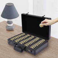 Boîte de rangement pour pièces de monnaie de grande capacité, en aluminium, avec 50 emplacements, boîte de rangement pour pièces de monnaie de qualité supérieure, boîte de collection de pièces de monnaie, fournitures
