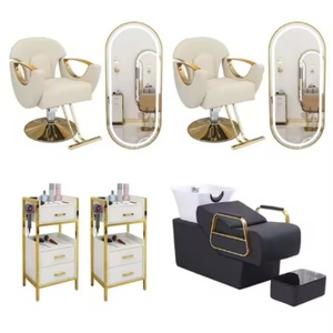 Ensemble de mobilier de salon en acier inoxydable, équipement de salon, chaises et meubles de salon de coiffure - Product Image 1