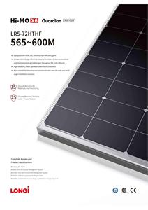 Panel Solar LONGi Green Energy Hi-Mo X6 LR5-72HTHF 565-600M, Monofacial, 565w 570w 580w 590w 600w, en Stock - Product Image 4