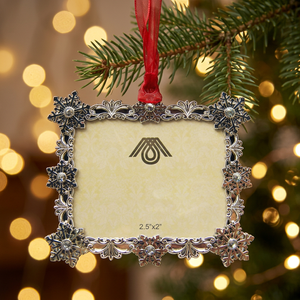 HIGH QUALITY PLATED <b>CHRISTMAS</b> HANGING ORNAMENT SILVER SNOWFLAKE DESIGN ZINC ALLOY 3x2 INCHES RECTANGLE INDIVIDUAL BUBBLE <b>BAG</b> - Product Image 3